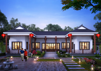 編號(hào):FT3004-中式別墅效果圖(三合院)